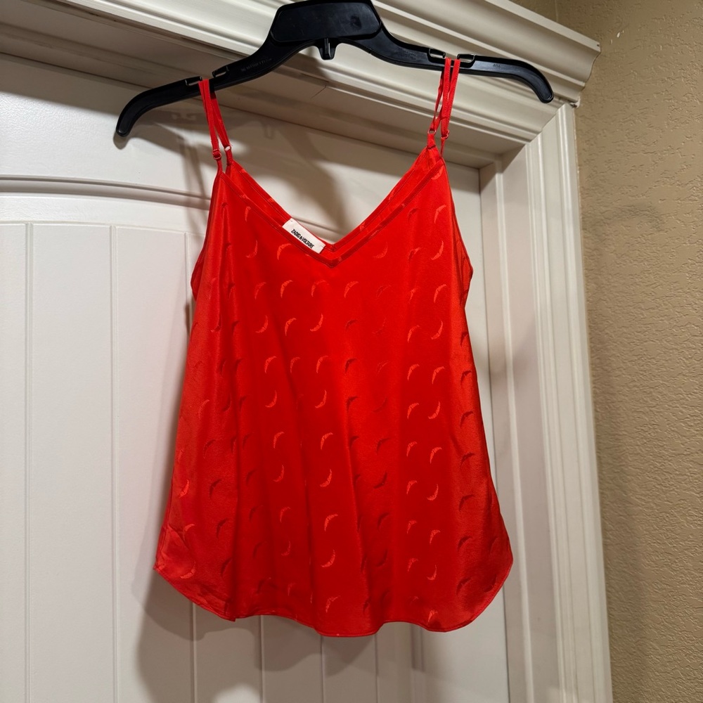 Zadig & Voltaire red spaghetti strap 100% silk size XS